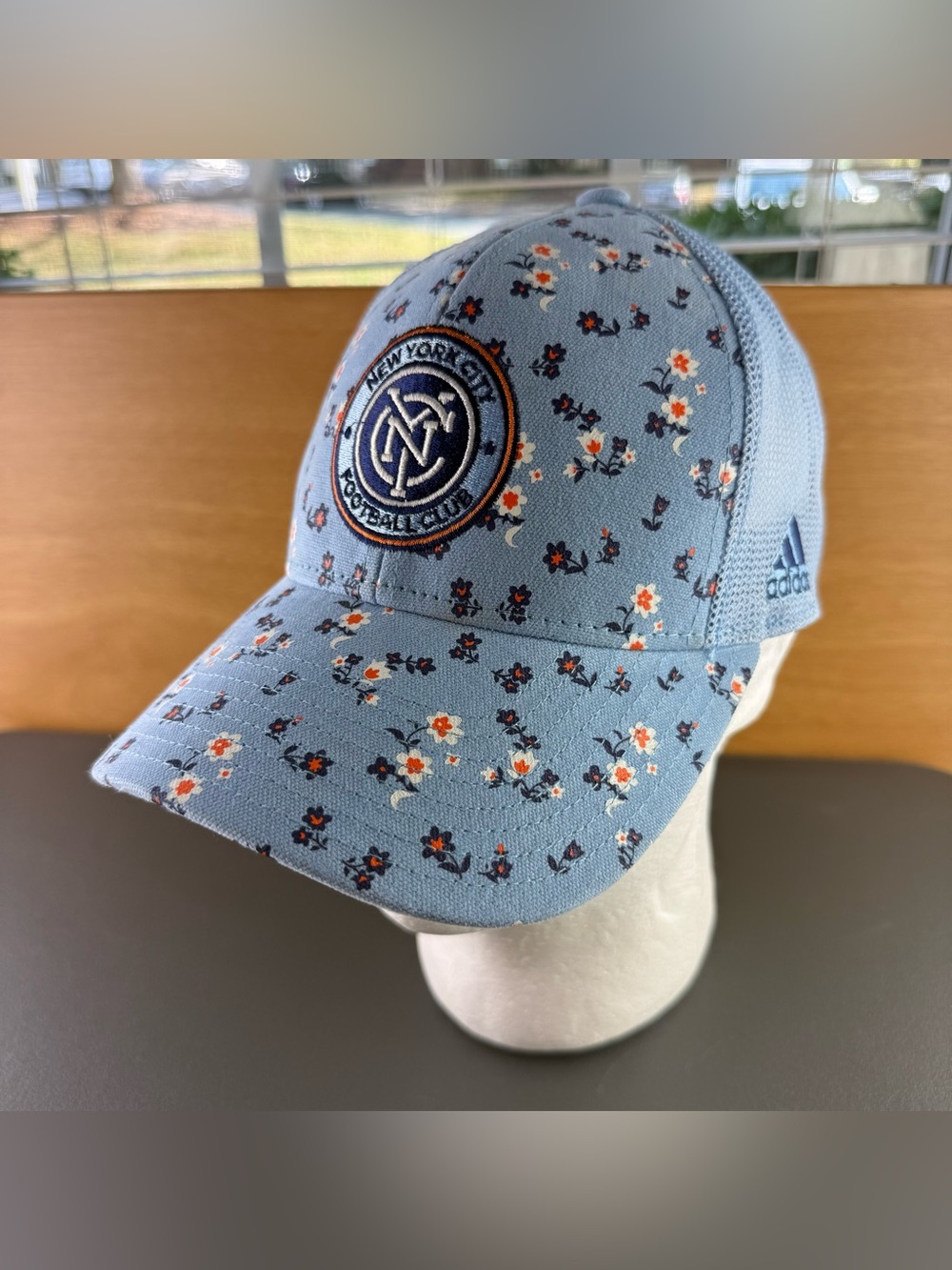 Womenās Adidas New York City FC MLS Soccer NYCFC Flower Print Trucker Hat Cap